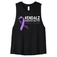 Alzheimers Awareness Purple Ribbon End Alzheimers Women's Racerback Cropped Tank