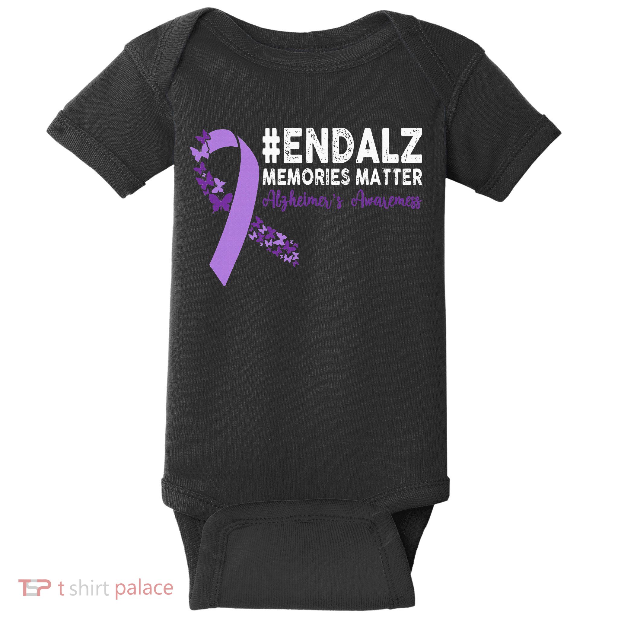 Alzheimers Awareness Purple Ribbon End Alzheimers Baby Bodysuit