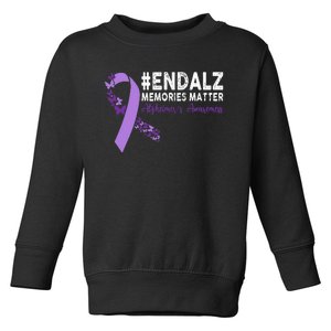 Alzheimers Awareness Purple Ribbon End Alzheimers Toddler Sweatshirt