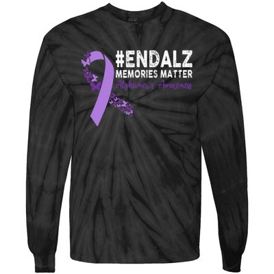 Alzheimers Awareness Purple Ribbon End Alzheimers Tie-Dye Long Sleeve Shirt