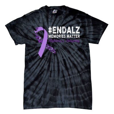 Alzheimers Awareness Purple Ribbon End Alzheimers Tie-Dye T-Shirt