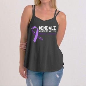 Alzheimers Awareness Purple Ribbon End Alzheimers Women's Strappy Tank