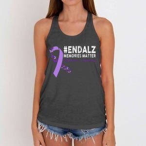 Alzheimers Awareness Purple Ribbon End Alzheimers Women's Knotted Racerback Tank