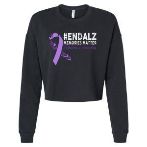 Alzheimers Awareness Purple Ribbon End Alzheimers Cropped Pullover Crew