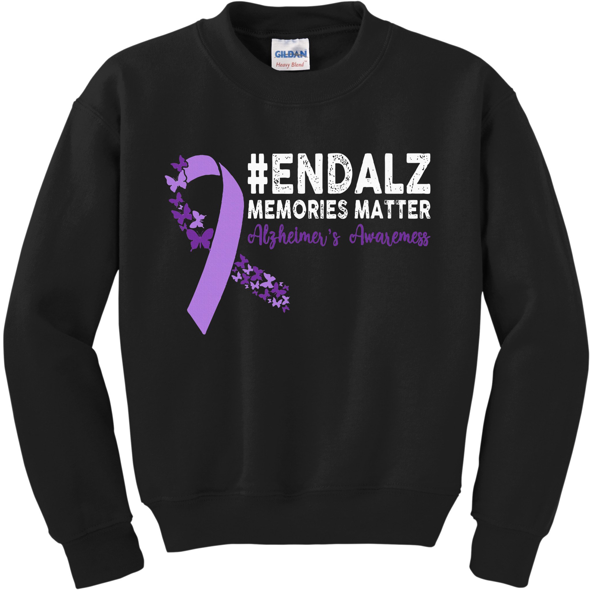 Alzheimers Awareness Purple Ribbon End Alzheimers Kids Sweatshirt