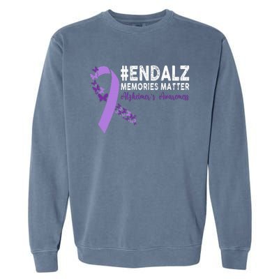 Alzheimers Awareness Purple Ribbon End Alzheimers Garment-Dyed Sweatshirt