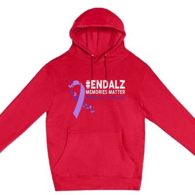 Alzheimers Awareness Purple Ribbon End Alzheimers Premium Pullover Hoodie