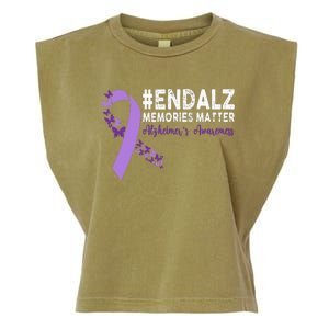 Alzheimers Awareness Purple Ribbon End Alzheimers Garment-Dyed Women's Muscle Tee