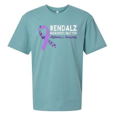 Alzheimers Awareness Purple Ribbon End Alzheimers Sueded Cloud Jersey T-Shirt