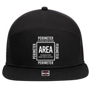 Area And Perimeter Math Teacher Mathematics Funny Math 7 Panel Mesh Trucker Snapback Hat