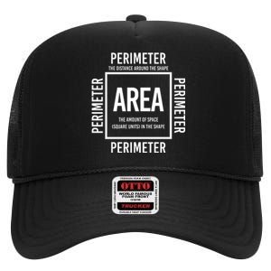 Area And Perimeter Math Teacher Mathematics Funny Math High Crown Mesh Back Trucker Hat