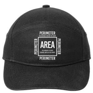 Area And Perimeter Math Teacher Mathematics Funny Math 7-Panel Snapback Hat