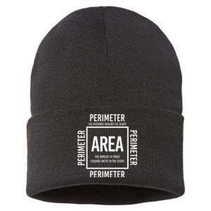 Area And Perimeter Math Teacher Mathematics Funny Math Sustainable Knit Beanie