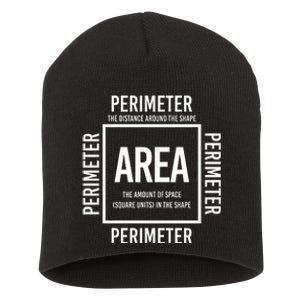 Area And Perimeter Math Teacher Mathematics Funny Math Short Acrylic Beanie