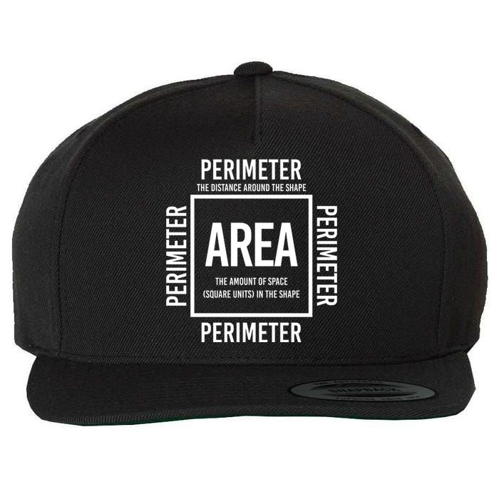 Area And Perimeter Math Teacher Mathematics Funny Math Wool Snapback Cap