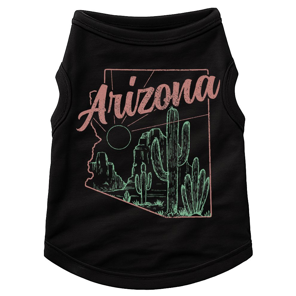Arizona Az Pride State Map Cactus Desert Vintage Doggie Tank