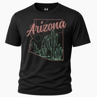 Arizona Az Pride State Map Cactus Desert Vintage Performance Shirt