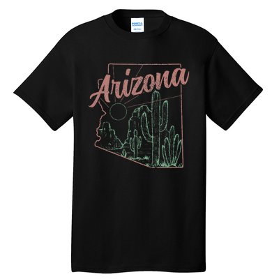 Arizona Az Pride State Map Cactus Desert Vintage Tall T-Shirt