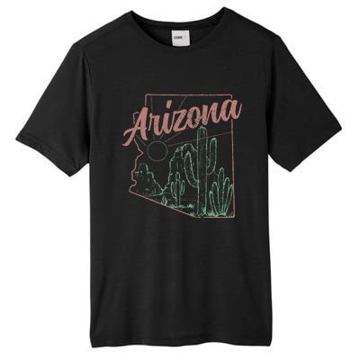 Arizona Az Pride State Map Cactus Desert Vintage Tall Fusion ChromaSoft Performance T-Shirt