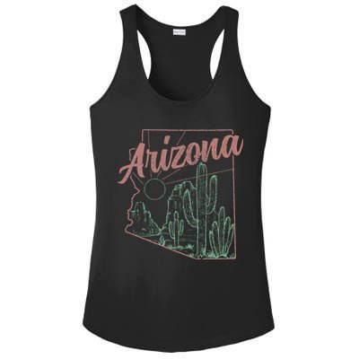 Arizona Az Pride State Map Cactus Desert Vintage Ladies PosiCharge Competitor Racerback Tank