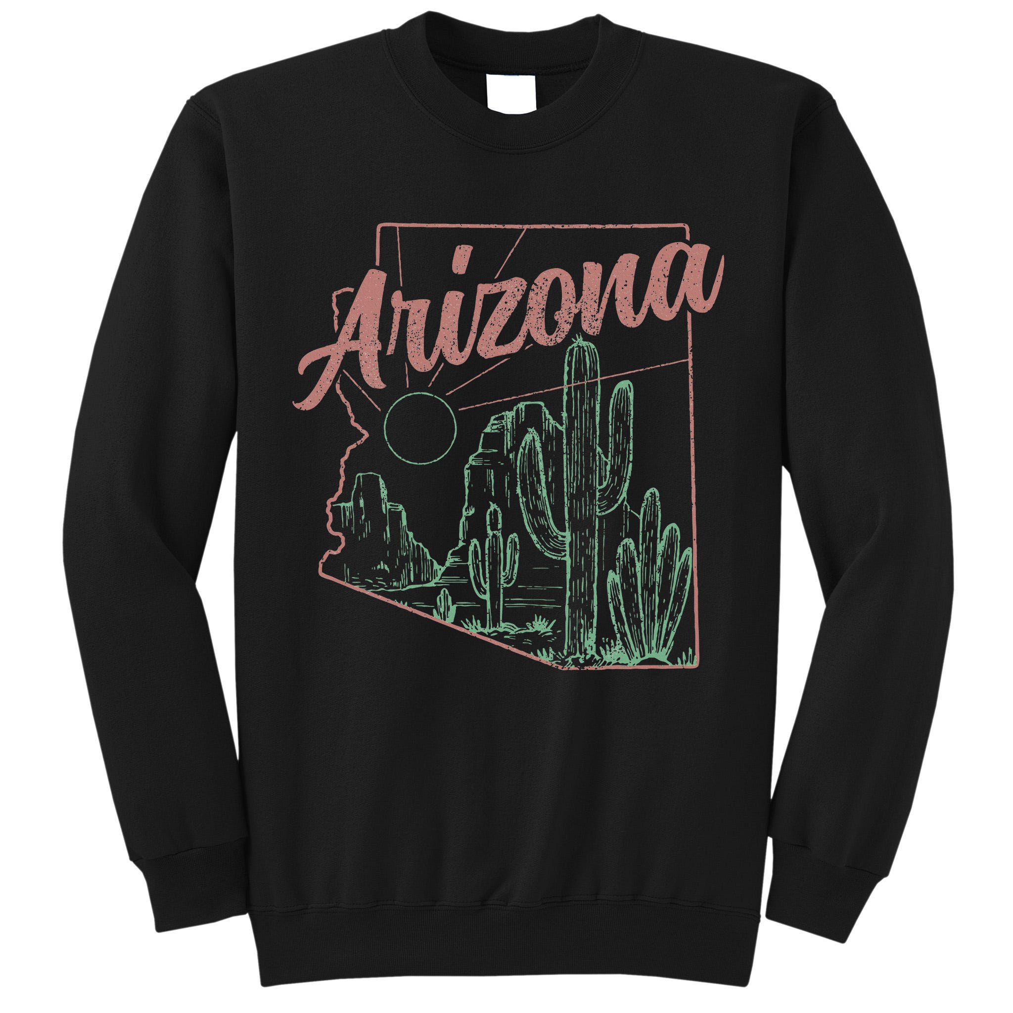 Arizona Az Pride State Map Cactus Desert Vintage Tall Sweatshirt
