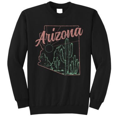 Arizona Az Pride State Map Cactus Desert Vintage Tall Sweatshirt