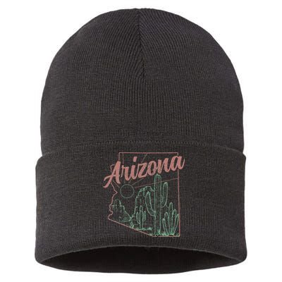 Arizona Az Pride State Map Cactus Desert Vintage Sustainable Knit Beanie