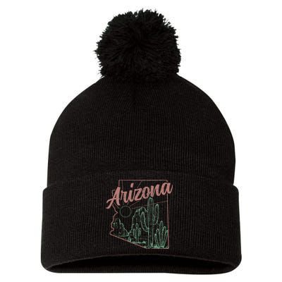 Arizona Az Pride State Map Cactus Desert Vintage Pom Pom 12in Knit Beanie