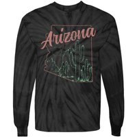 Arizona Az Pride State Map Cactus Desert Vintage Tie-Dye Long Sleeve Shirt