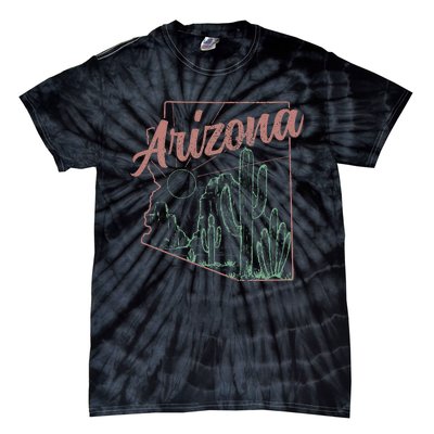 Arizona Az Pride State Map Cactus Desert Vintage Tie-Dye T-Shirt