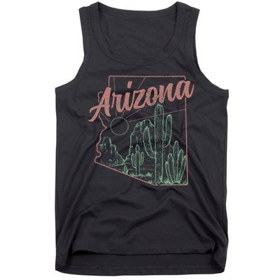Arizona Az Pride State Map Cactus Desert Vintage Tank Top