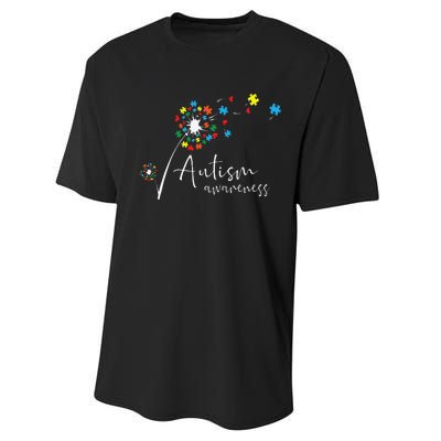 Autism Awareness Puzzle Piece Dandelion Flower Cute Gift Performance Sprint T-Shirt