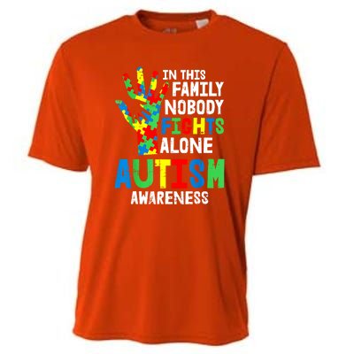 Autism Awareness Puzzle Hand No Fights Alone Family Gift Cooling Performance Crew T-Shirt