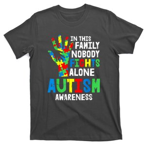 Autism Awareness Puzzle Hand No Fights Alone Family Gift T-Shirt