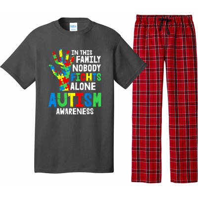 Autism Awareness Puzzle Hand No Fights Alone Family Gift Pajama Set