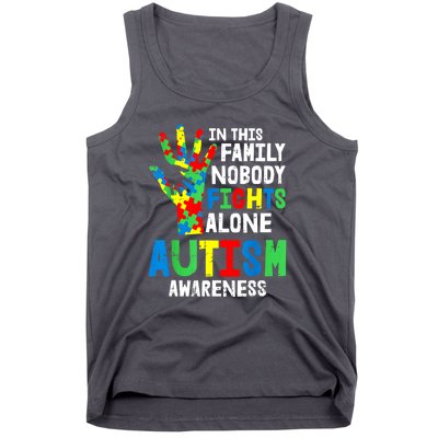 Autism Awareness Puzzle Hand No Fights Alone Family Gift Tank Top