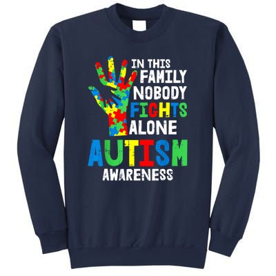 Autism Awareness Puzzle Hand No Fights Alone Family Gift Sweatshirt