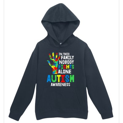 Autism Awareness Puzzle Hand No Fights Alone Family Gift Urban Pullover Hoodie