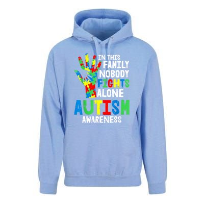 Autism Awareness Puzzle Hand No Fights Alone Family Gift Unisex Surf Hoodie