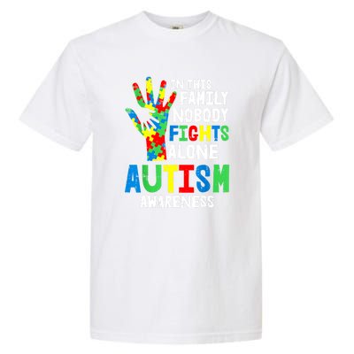 Autism Awareness Puzzle Hand No Fights Alone Family Gift Garment-Dyed Heavyweight T-Shirt