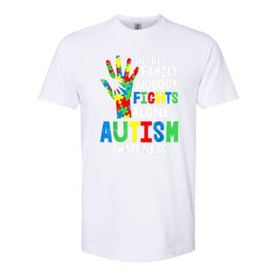 Autism Awareness Puzzle Hand No Fights Alone Family Gift Softstyle CVC T-Shirt