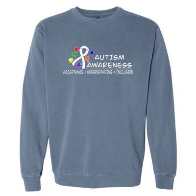 Autism Awareness, puzzle piece, acceptance, understanding Garment-Dyed Sweatshirt