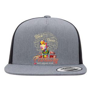 Aquarius African Pride Queen Was Born In February Birthday Flat Bill Trucker Hat