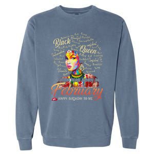 Aquarius African Pride Queen Was Born In February Birthday Garment-Dyed Sweatshirt