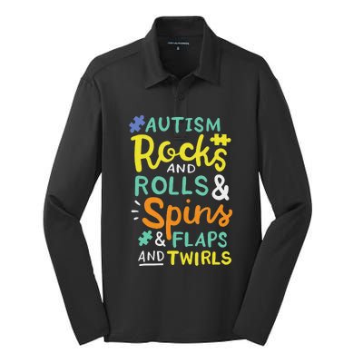 Autism Awareness Puzzle Piece Love Autistic Support Silk Touch Performance Long Sleeve Polo