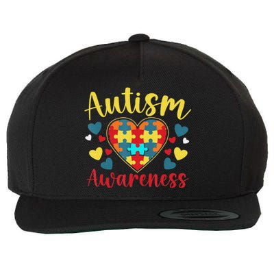 Autism Awareness Puzzle Piece Love Autistic Support Wool Snapback Cap