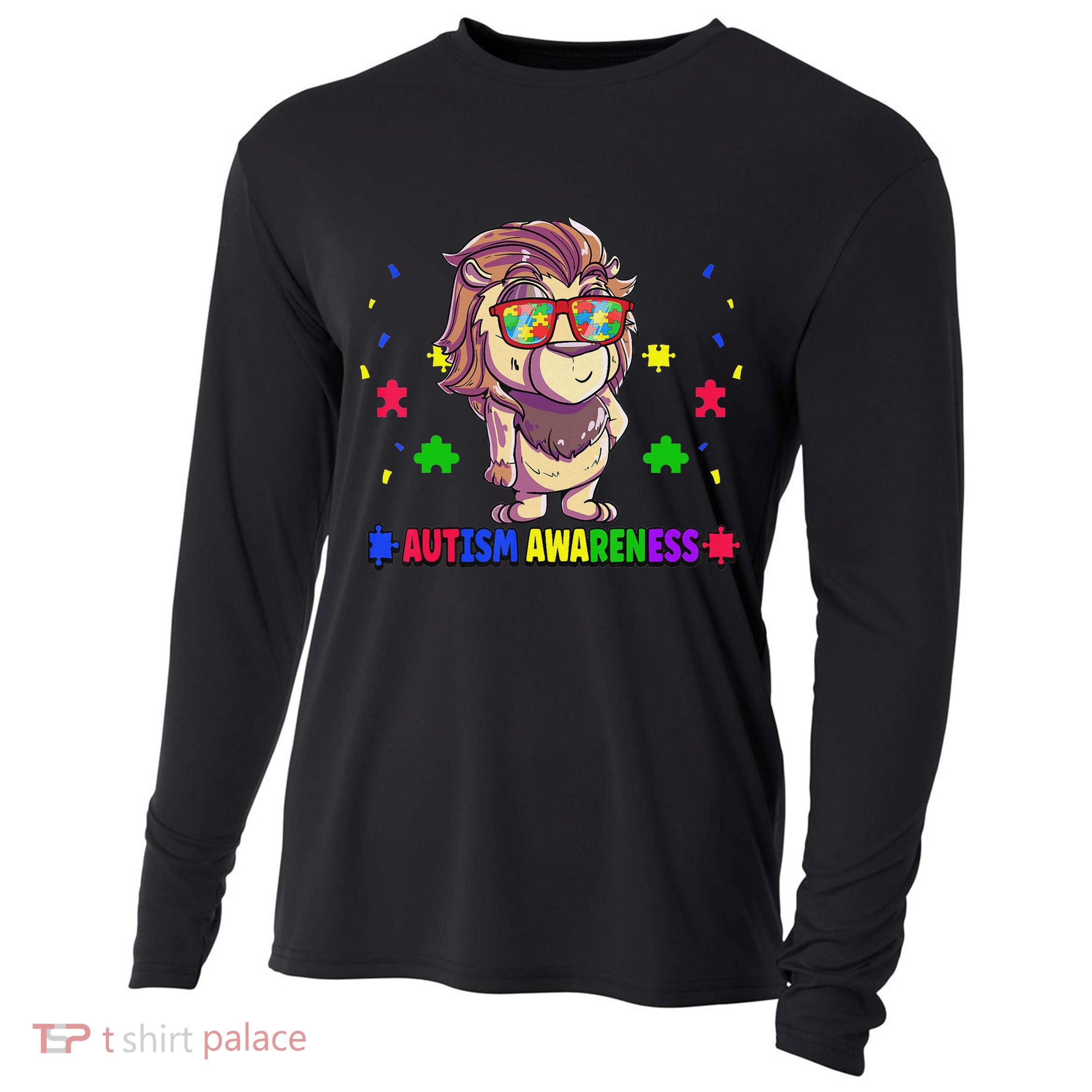 Autism Awareness Puzzle Piece Love Autistic Support Cooling Performance Long Sleeve Crew