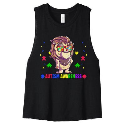 Autism Awareness Puzzle Piece Love Autistic Support Women's Racerback Cropped Tank