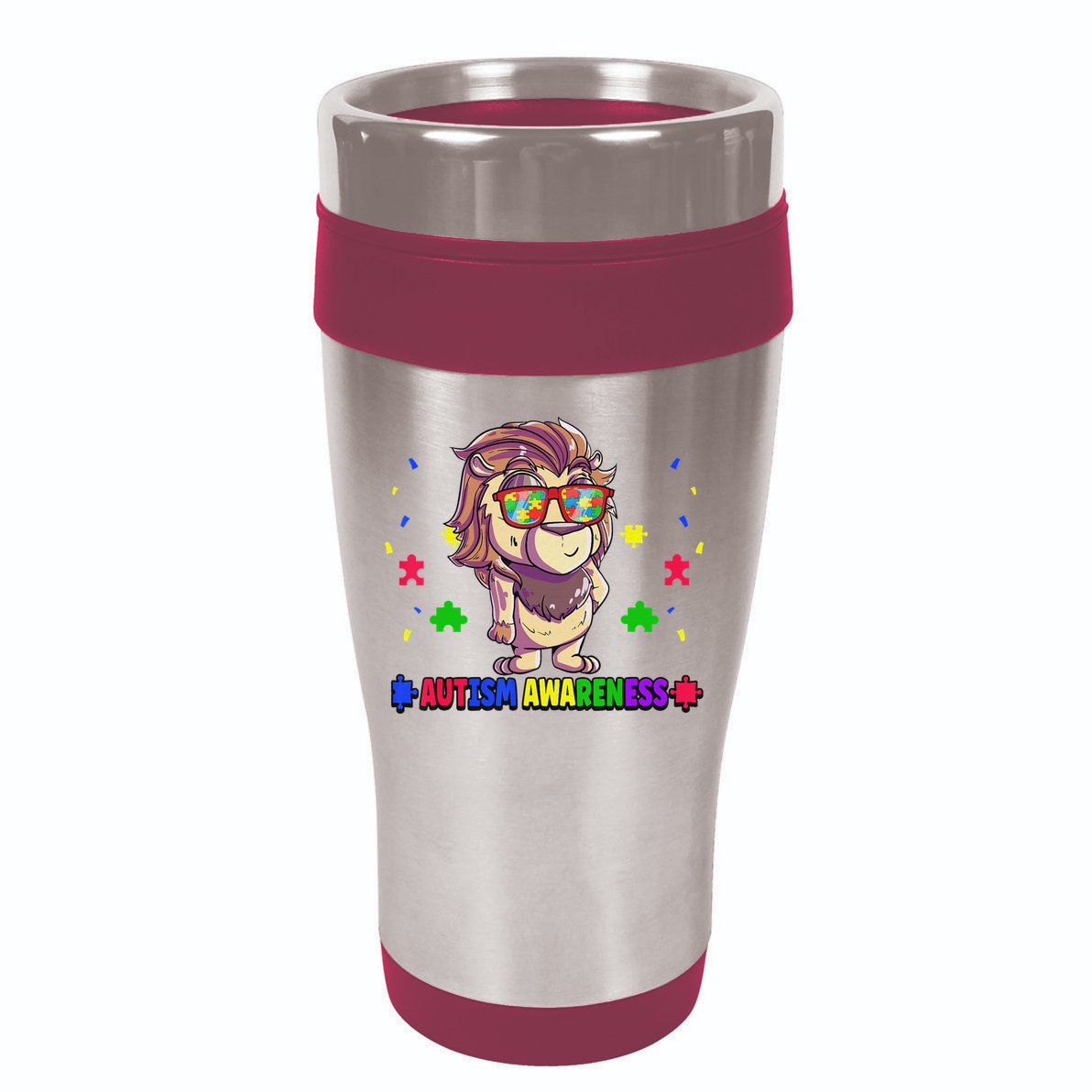 Autism Awareness Puzzle Piece Love Autistic Support 16oz Travel Tumbler