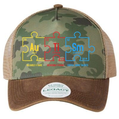 Autism Awareness Puzzle Elements Design Legacy Tie Dye Trucker Hat
